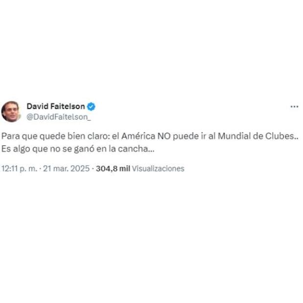 Este es el mensaje con el que Faitelson criticó al América. Foto: Especial