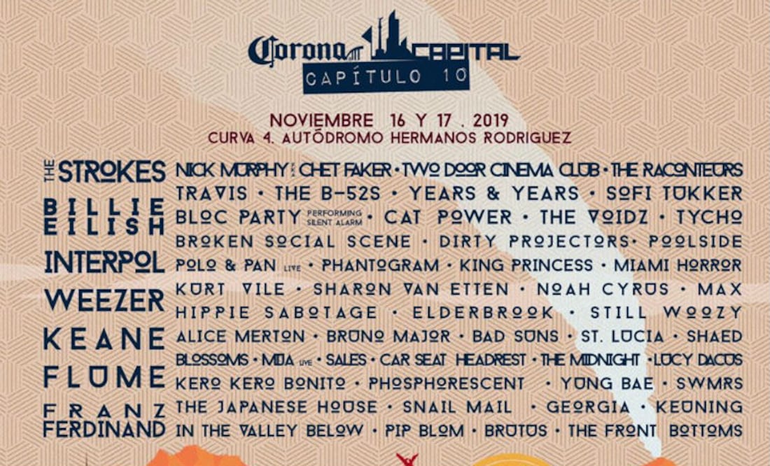 Cartel del festival musical Corona Capital 2019