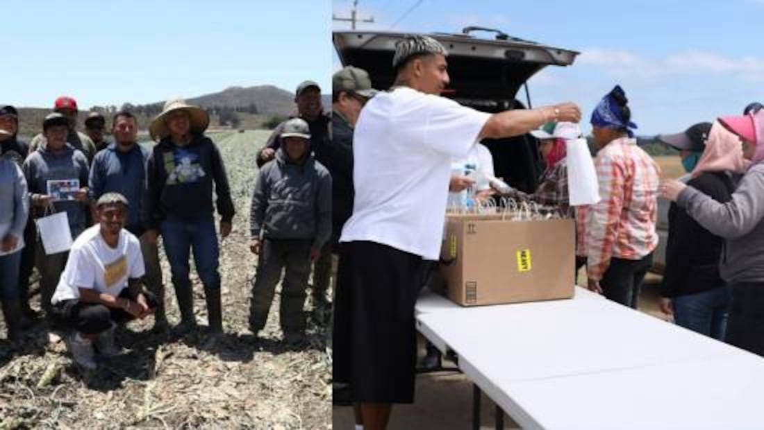 Julián Araujo aprovechó sus vacaciones para visitar a trabajadores inmigrantes. Foto: Especial