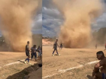 Tornado interrumpió un partido amateur en Brasil y jugadores tuvieron que huir