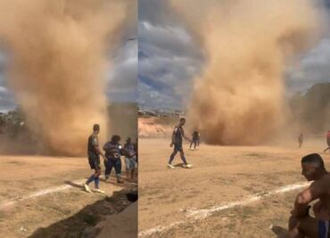 Tornado interrumpió un partido amateur en Brasil y jugadores tuvieron que huir