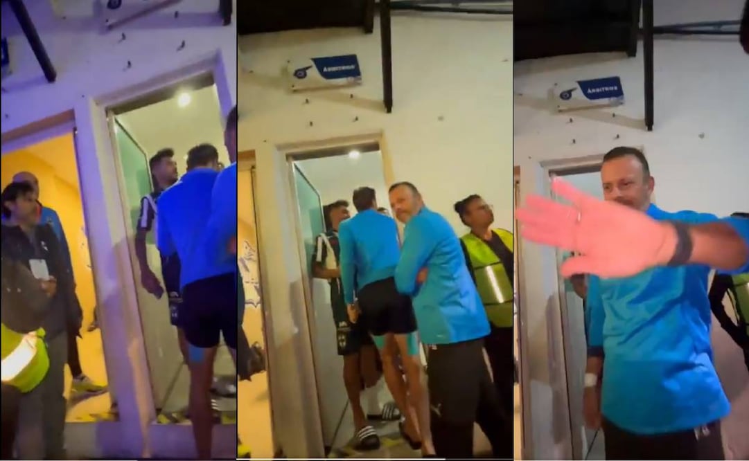 Tecatito Corona y Sergio Canales reclamaron a los silbantes en su vestidor; una persona del cuerpo técnico trató de evitar que grabaran. Foto: Especial