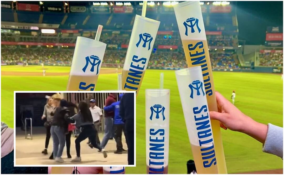 Bates de cerveza en el Palacio Sultán y bronca de aficionadas / FOTO: Capturas