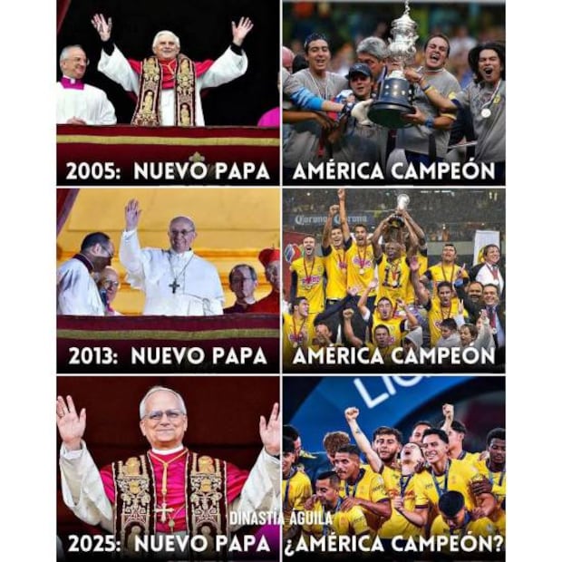 Las últimas dos elecciones de un Papa fueron presagio de un título del América en el futbol mexicano. Foto: Especial