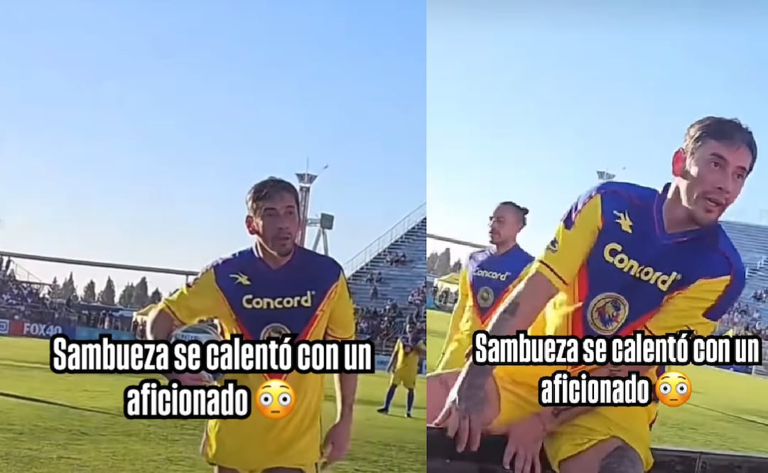 Rubens Sambueza encara a aficionado en Clásico de Leyendas / Foto: Especiales