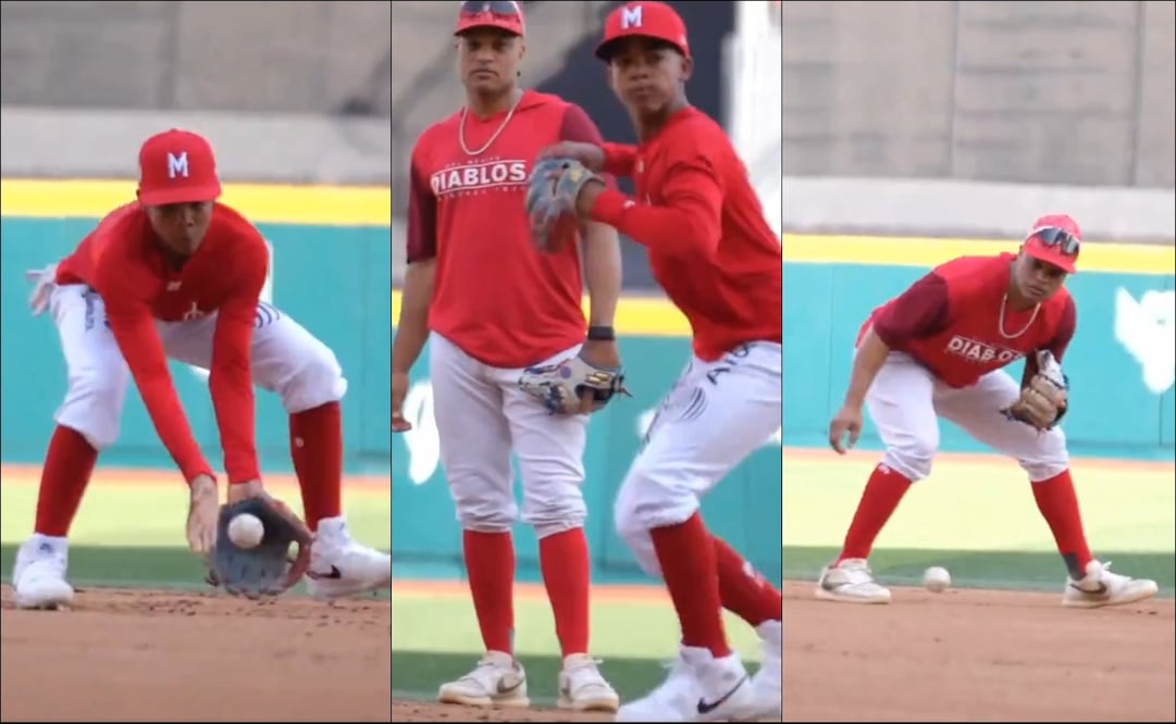 Robinson Canó y su hijo dieron cátedra de fildeo. FOTO: Capturas