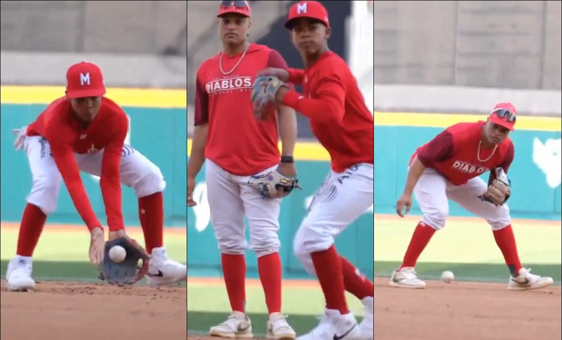 Robinson Canó y su hijo dieron cátedra de fildeo. FOTO: Capturas