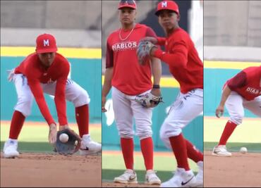 Robinson Canó y su hijo dieron cátedra de fildeo en un entrenamiento de los Diablos Rojos del México