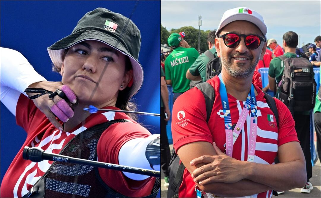 Alejandra Valencia y su entrenador Miguel Flores. FOTO: AP / Arturo Sanguino