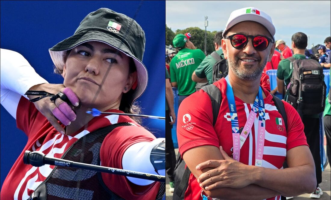 Alejandra Valencia y su entrenador Miguel Flores. FOTO: AP / Arturo Sanguino