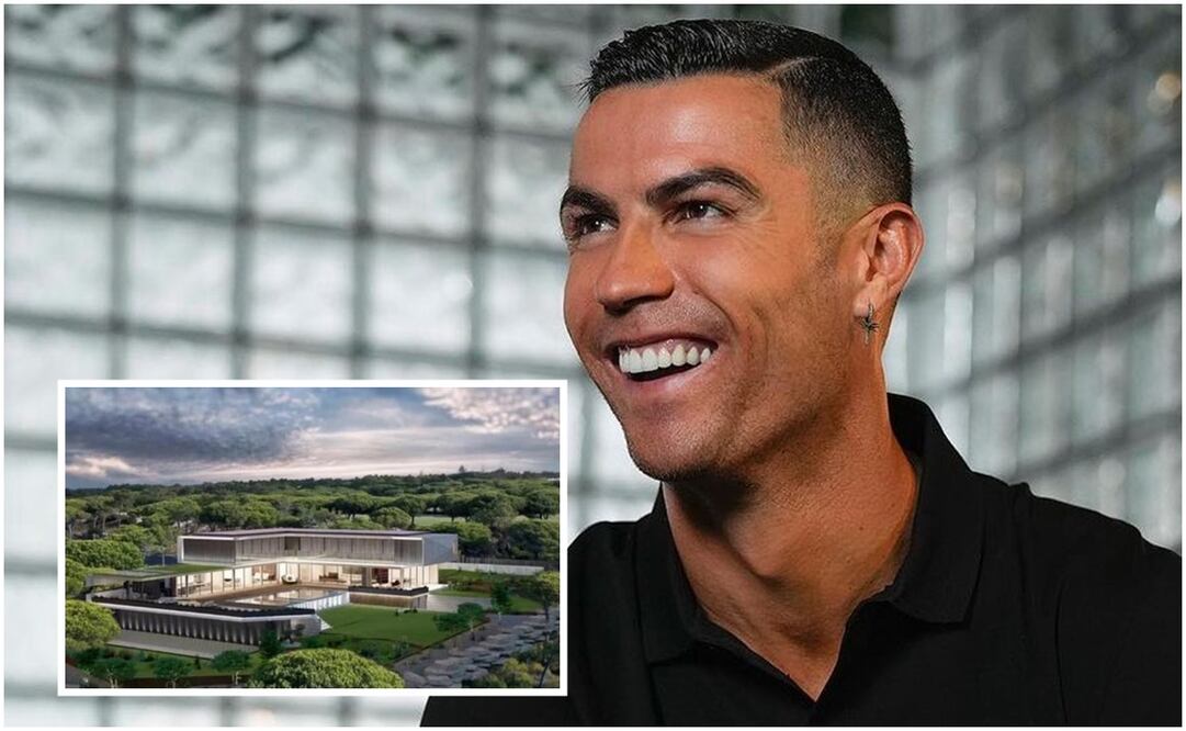 Cristiano Ronaldo sonriendo y la mansión que estaría remodelando en Portugal / FOTOS: Instagram @cristiano y Especial