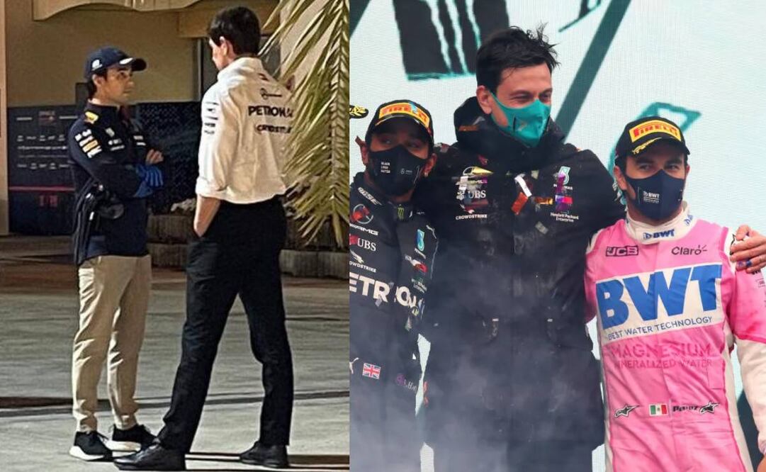 La imagen de Checo Pérez con Toto Wolff generó muchas especulaciones. Foto: Especial