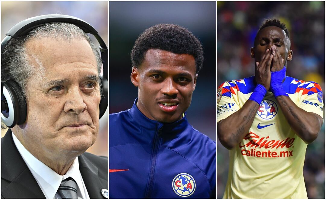 Raúl Orvañanos y los jugadores del América, Dilrosun y Quiñones - Foto: Imago7