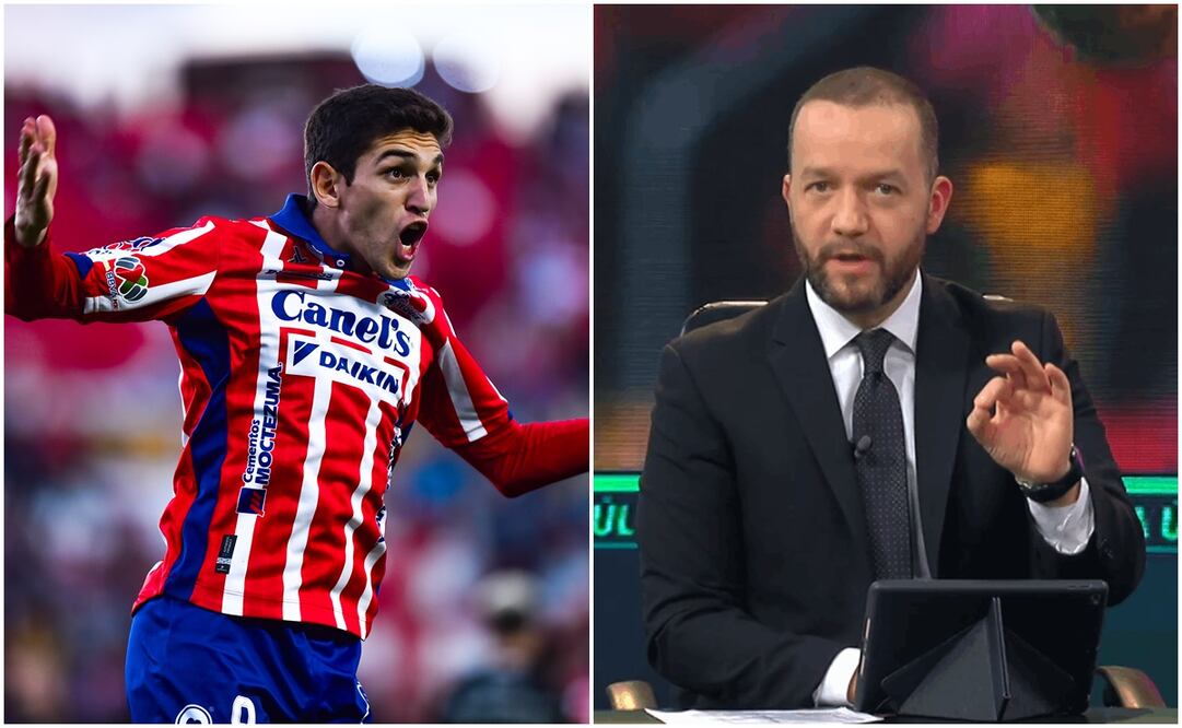Jugador del Atlético de San Luis y Alex Blanco en La Última Palabra / FOTOS: Imago7 y Captura