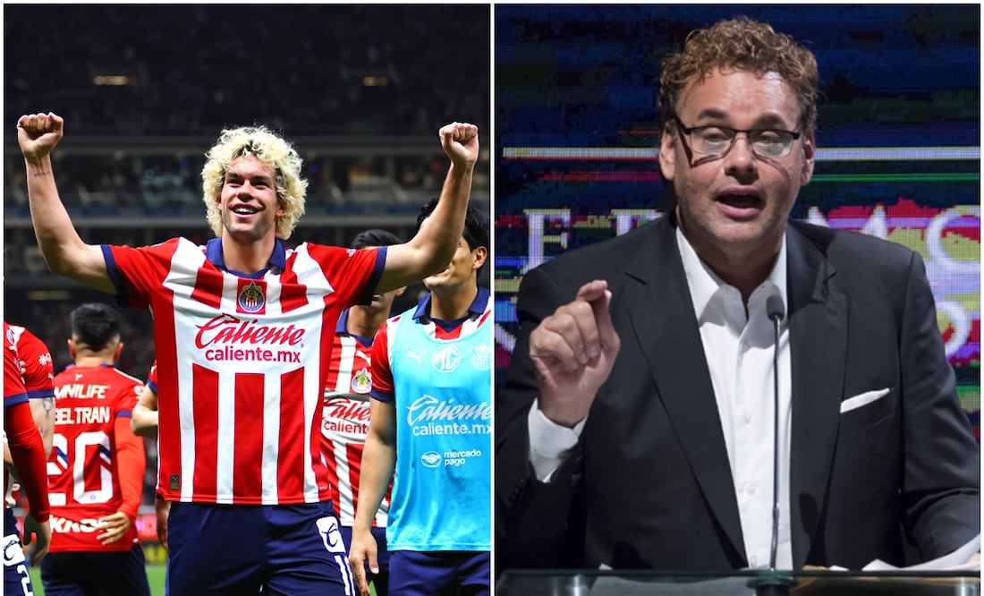 Cade Cowell festejando ante Pumas y David Faitelson / FOTOS: Imago7