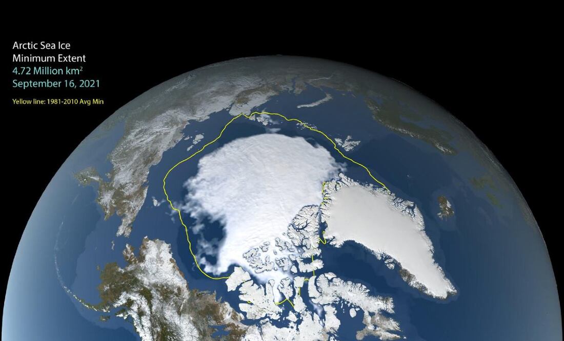 Mínimo de hielo en el Ártico para el verano de 2021. (Imagen de la NASA)