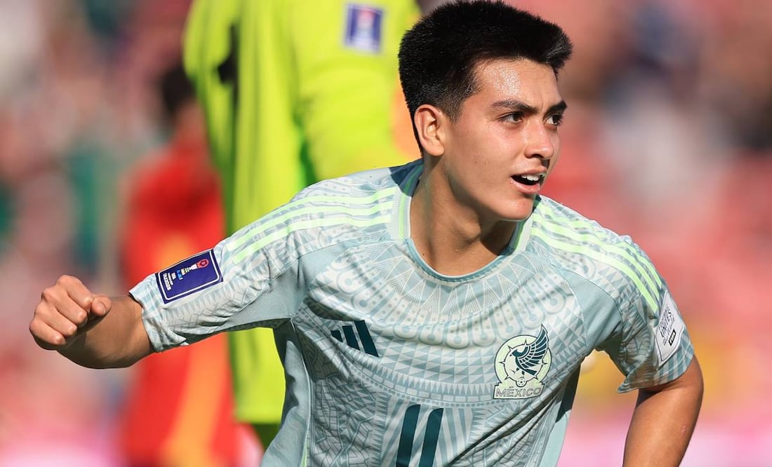 Gilberto Mora festeja luego del gol que le marcó a España en el Mundial Sub-20. Foto: @fifaworldcup_es