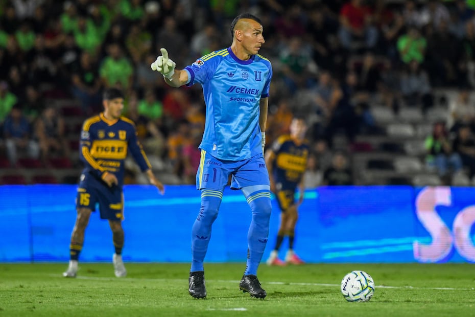 Ciudad Juárez, Chihuahua, 18 de septiembre de 2026. Nahuel Guzmán, durante el partido correspondiente a la jornada 9 del torneo Apertura 2026 de la Liga BBVA MX, entre los Bravos de FC Juárez y los Tigres de la UANL, realizado en realizado en el estadio Olímpico Benito Juárez. Foto: Imago7