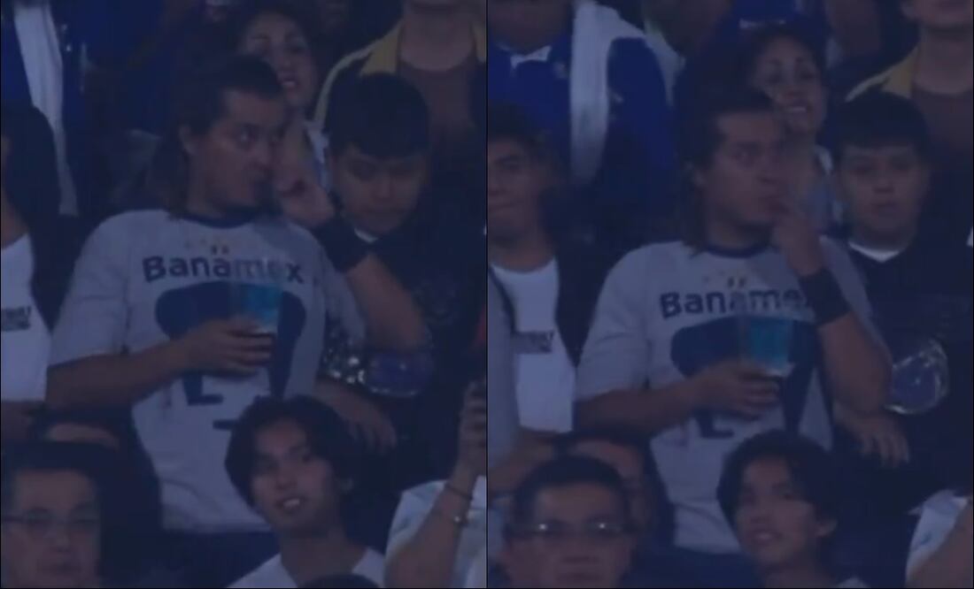 Un aficionado de Pumas realiza un acto antihigiénico. FOTOS: Capturas