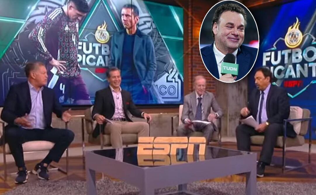 Hugo Sánchez mencionó a David Faitelson mientras discutía con Ricardo Peláez y Joserra le pidió que no lo nombrara. Foto: Especial