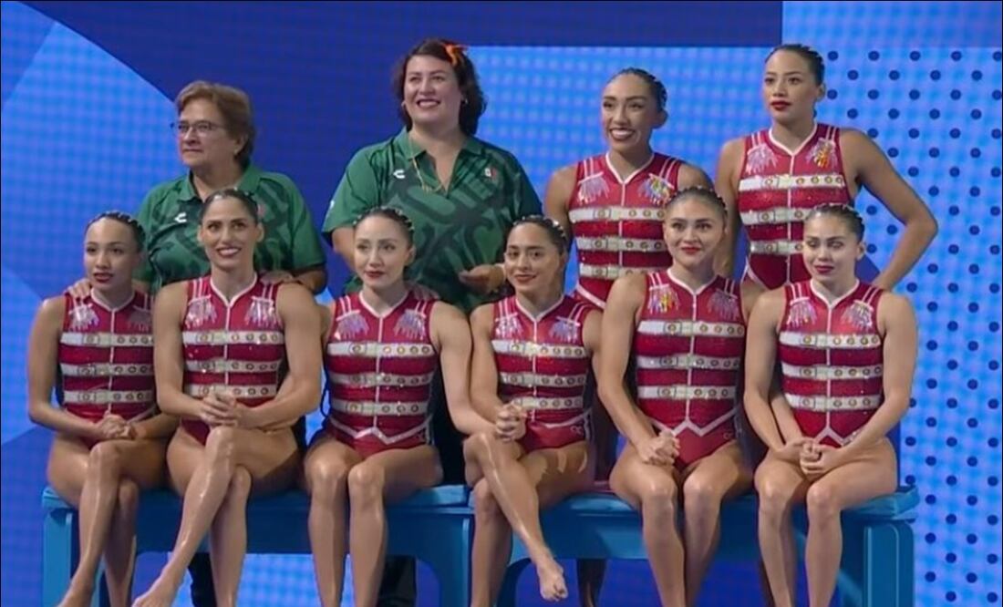 El equipo mexicano de natación artística, a la espera de su puntuación en París 2024. FOTO: @CONADE
