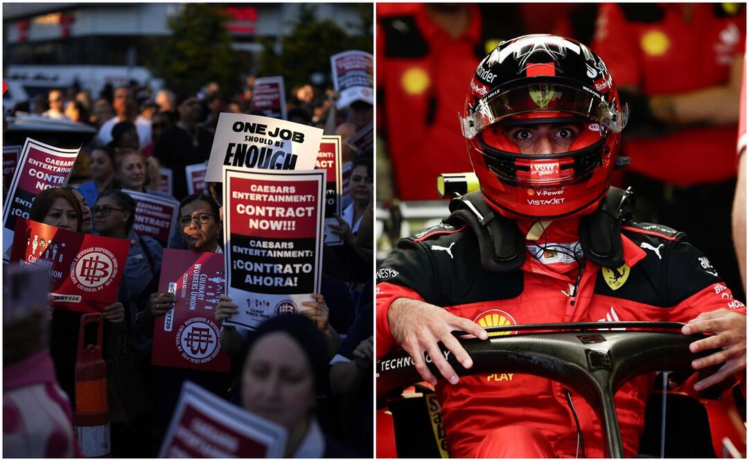 Trabajadores de hoteles en Las Vegas en Huelga y Carlos Sainz en el GP de Brasil / FOTOS: AP
