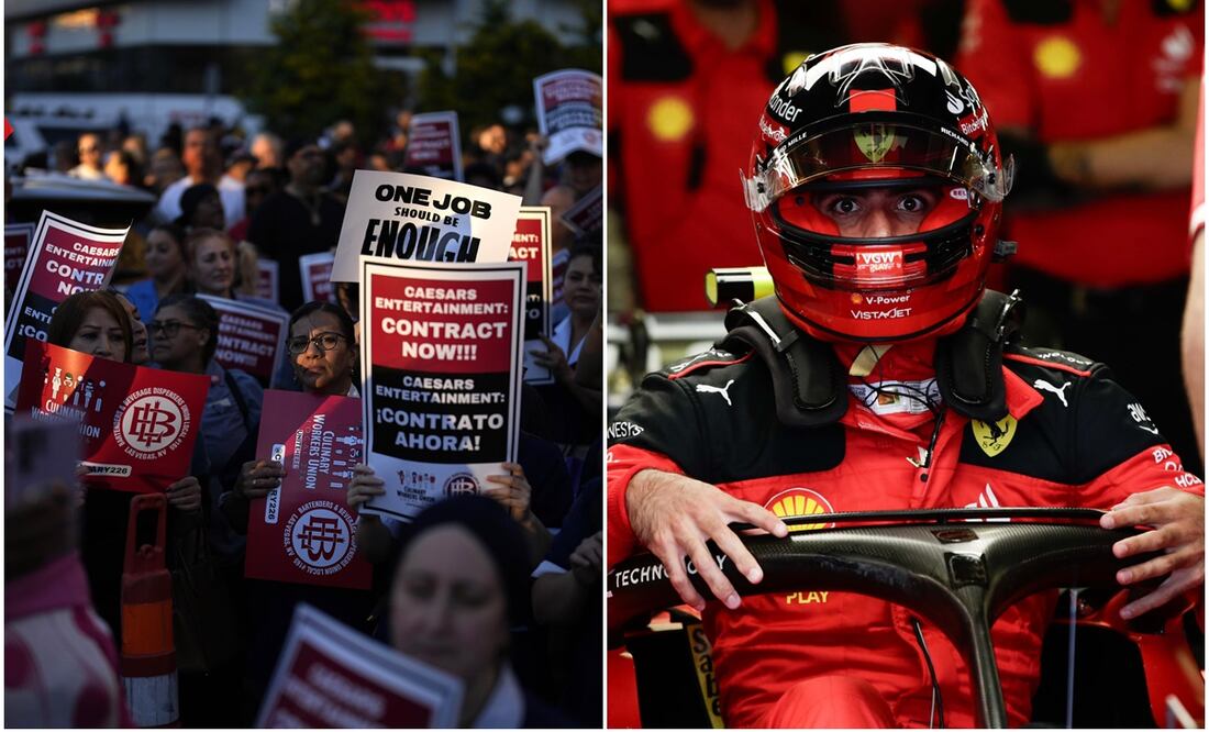 Trabajadores de hoteles en Las Vegas en Huelga y Carlos Sainz en el GP de Brasil / FOTOS: AP