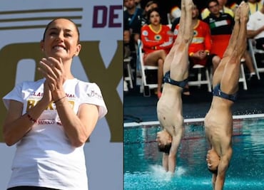 Claudia Sheinbaum felicita a Osmar Olvera y Juan Celaya por triunfo en Copa Mundial de Clavados