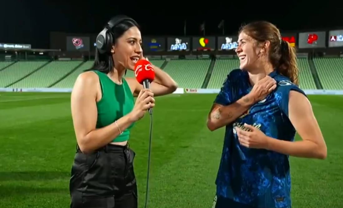 Nicki Hernández se puso nerviosa cuando escuchó a su pareja tras el Santos vs América. Foto: Especial