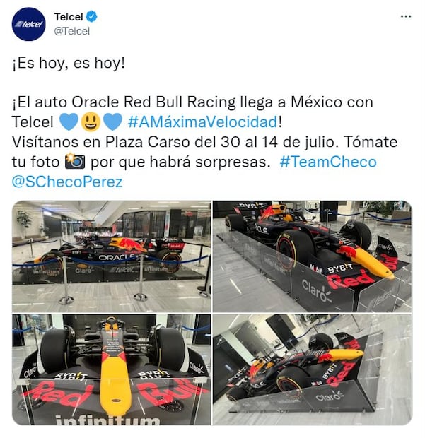 Podrás admirar el monoplaza RB18 de Sergio “Checo” Pérez en la CDMX