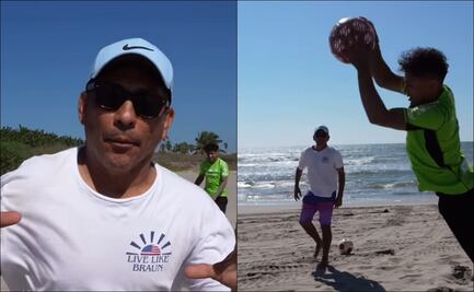 Jorge Campos entrena a su hijo Antonio en la Playa ¿Será el próximo portero del Tri?