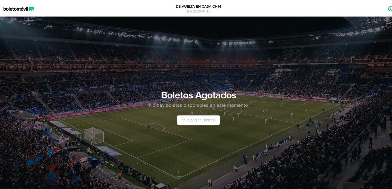 En la página encargada de distribuir las entradas ya estaban agotadas. Foto: Especial