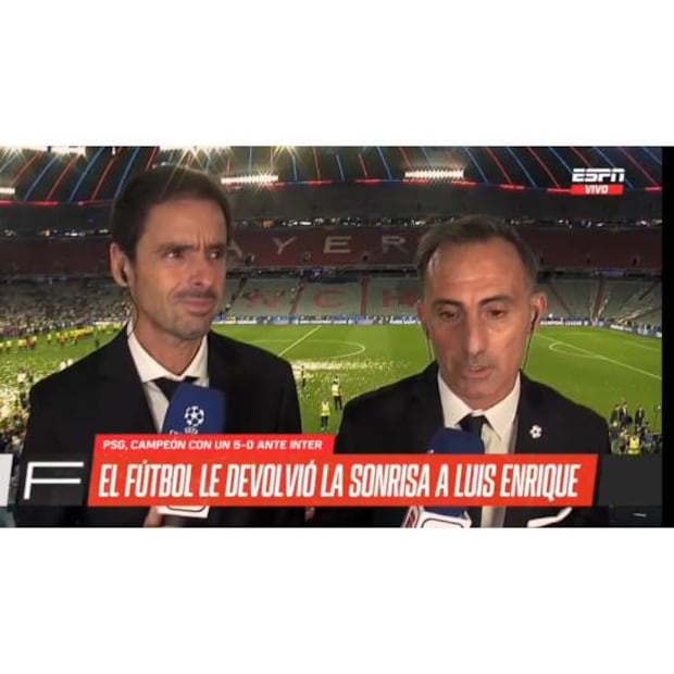Mariano Closs, comentarista de ESPN Argentina, casi llora en vivo por el tifo que dedicaron a Xana, hija de Luis Enrique. Foto: Especial