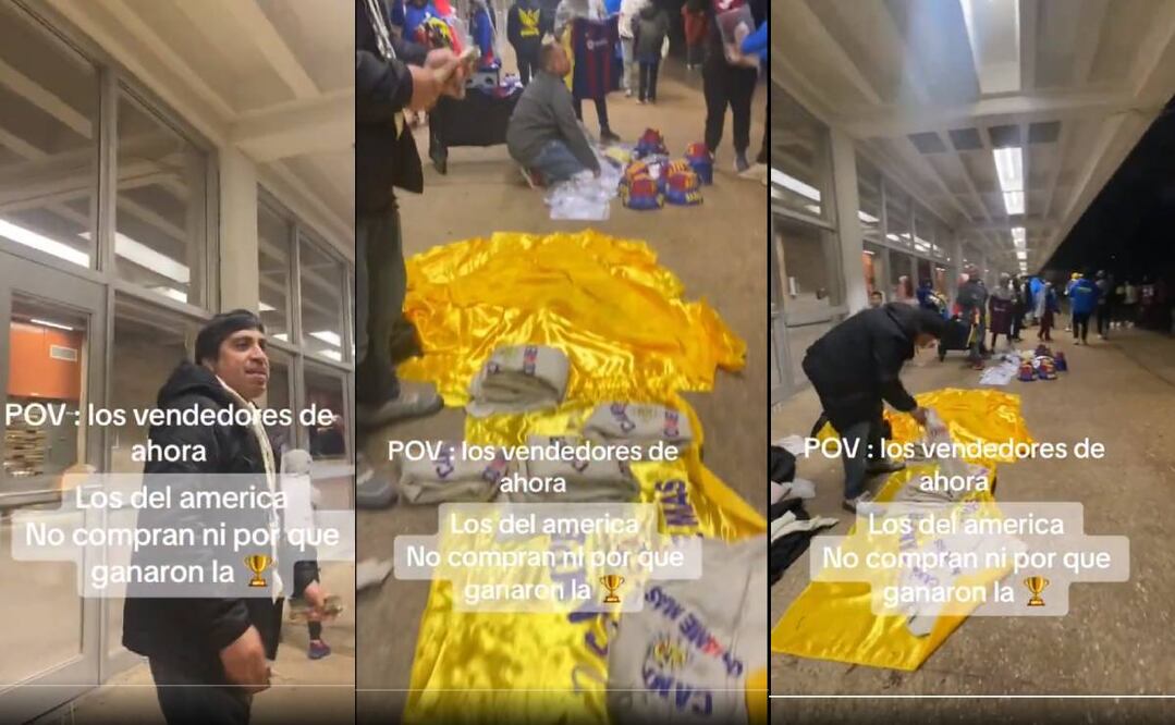 Vendedor ambulante se enojó porque no le compraron sus playeras del América de la '14'. Foto: Especial