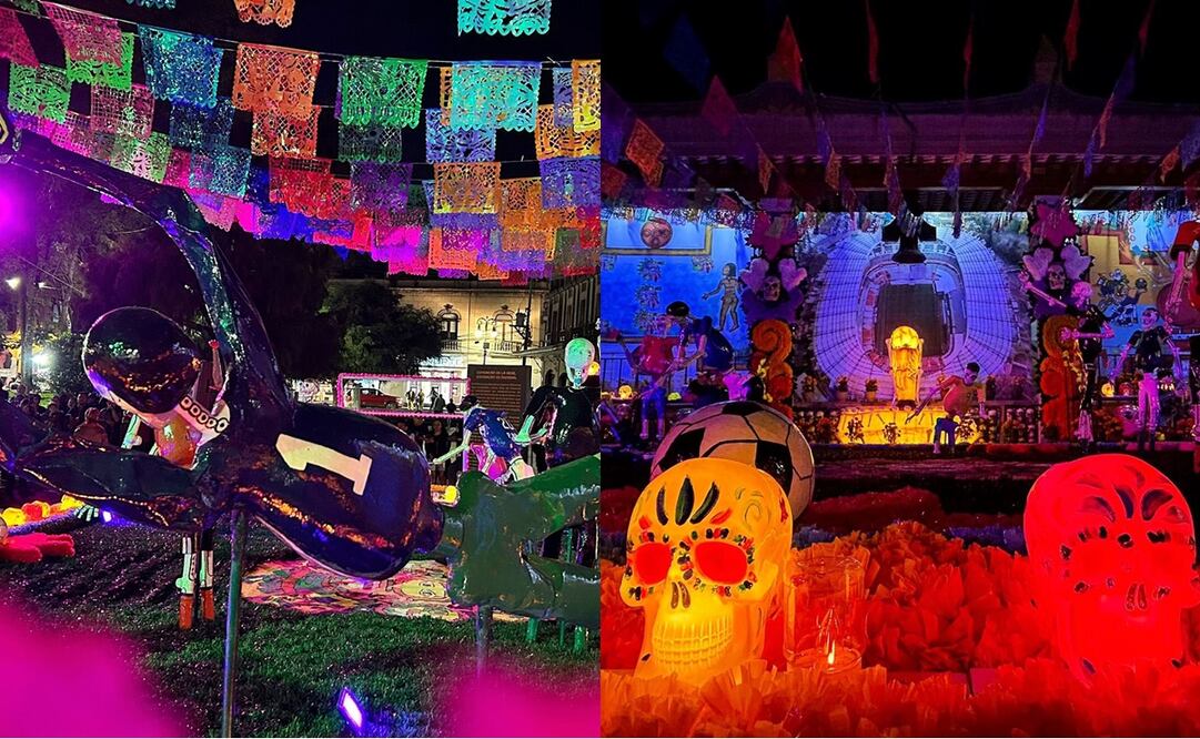 Ofrenta Monumental  "Coyoacán es Mundial" en el Jardín Hidalgo, Ciudad de México - Foto: @giogutierrezag en X