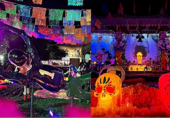 Inauguran ofrenda con temática del Mundial de 2026; recuerdan a figuras del futbol