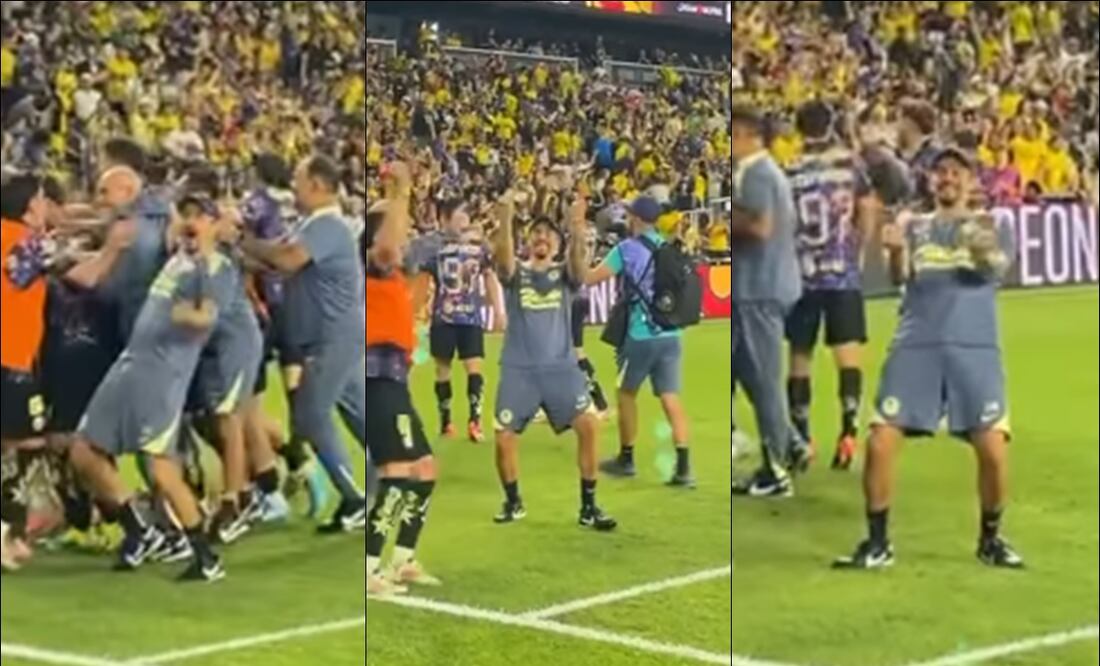Integrante del América perdió la compostura durante los festejos. FOTO: Capturas