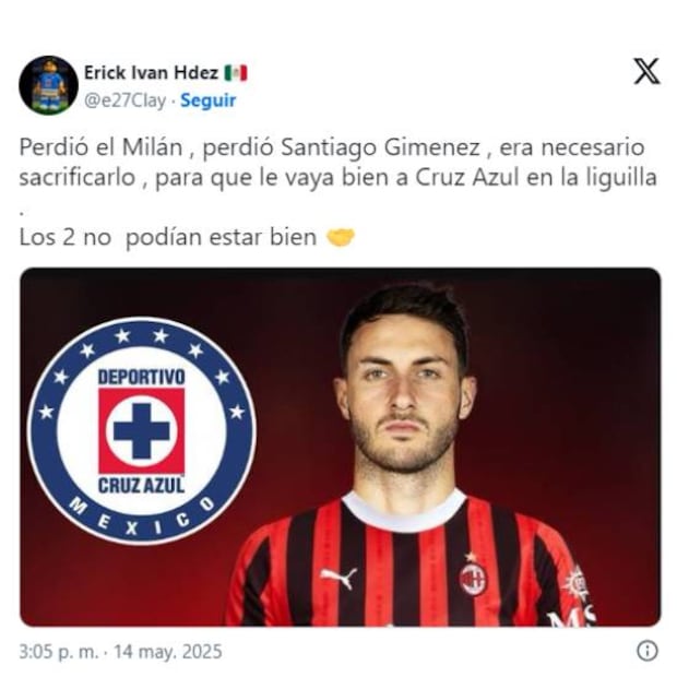 Los aficionados creen que si le fue mal a Santiago Giménez le pasará lo contrario a Cruz Azul en Liguilla. Foto: Especial