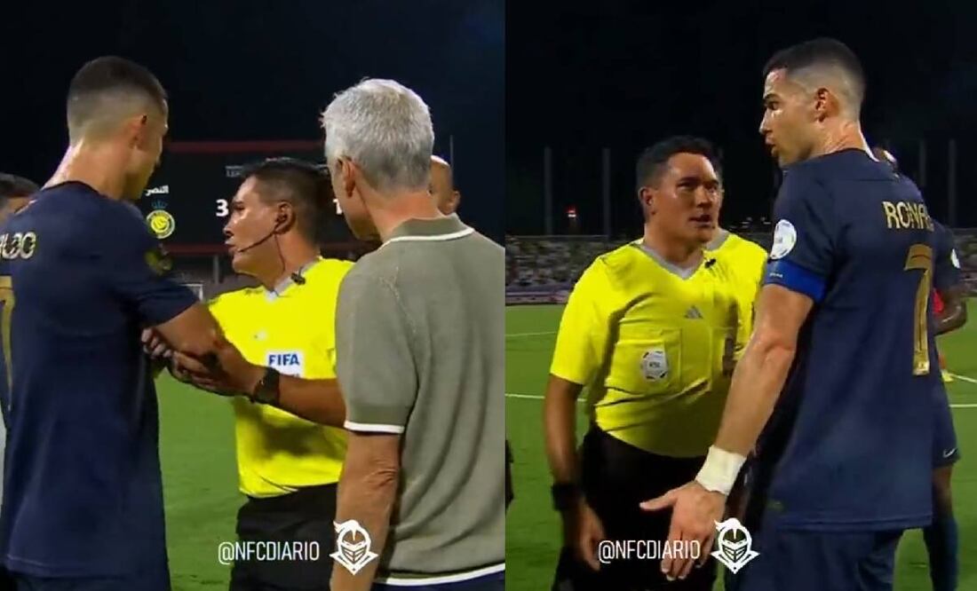 Cristiano Ronaldo le reclamó a Fernando Guerrero al final del partido. Foto: Especial