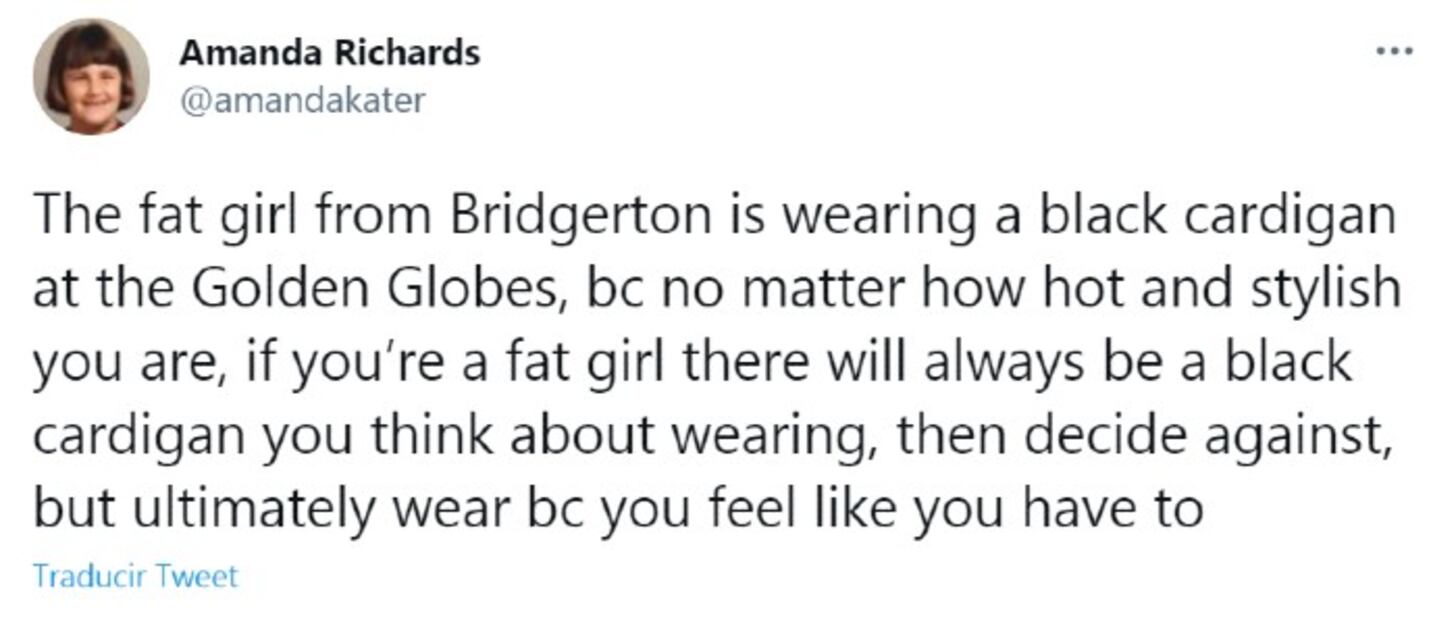 “La gorda de los Bridgerton”, así la llamó una periodista de moda