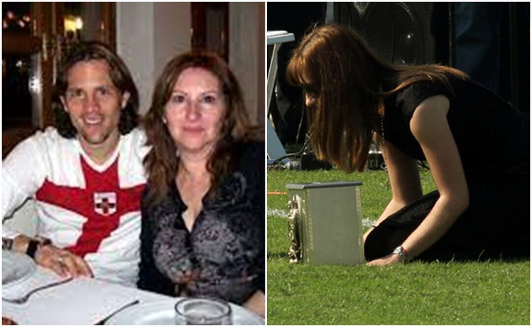 Mamá Antonio de Nigris con su hijo y esposa de Tano en su velorio / FOTOS: Especial