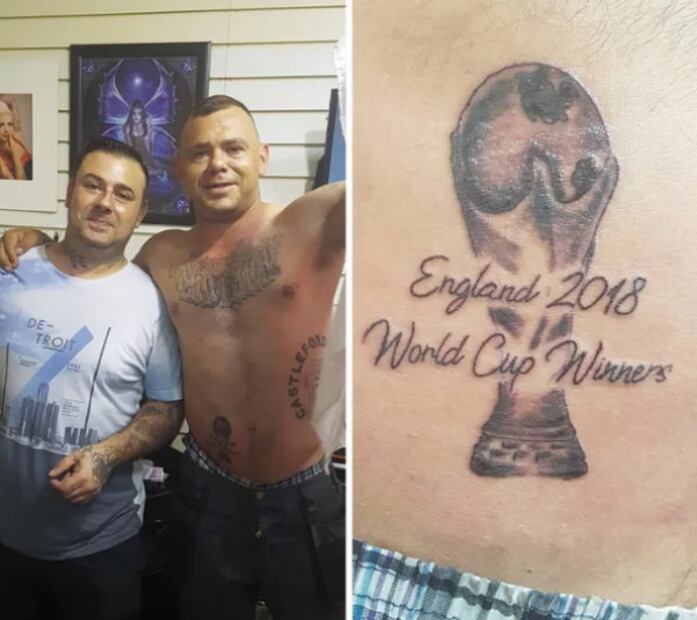 Ingleses se tatúan “Campeones del Mundo” antes de tiempo