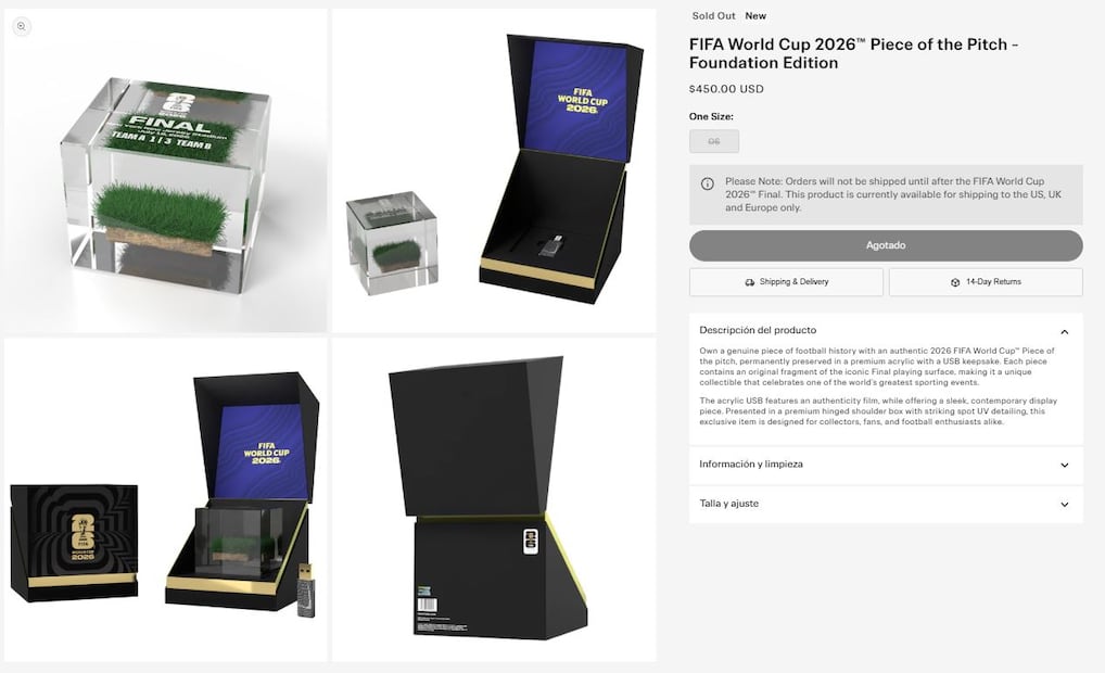 FIFA vende el césped de la final del Mundial de 2026 - Foto: Tienda oficial de la FIFA