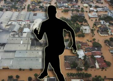 Futbolista se viste de héroe al rescatar a una abuelita y a un perrito durante una inundación