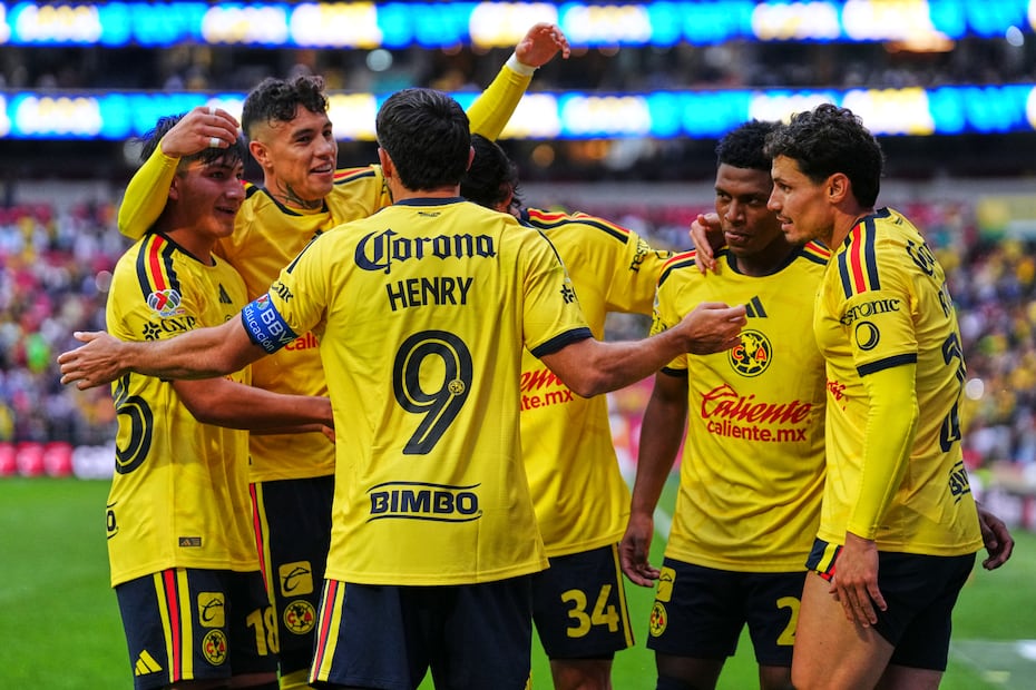 América en festejo de gol, durante la fase regular del torneo Apertura 2026 - Foto: Imago7