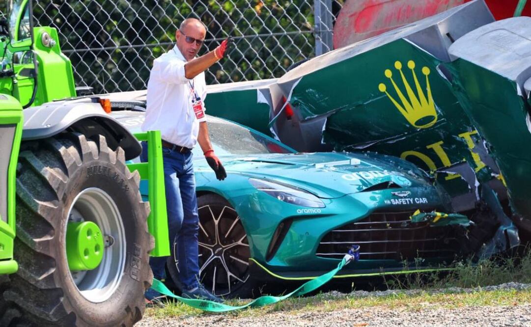 El safety car de la Fórmula 1 sufrió un tremendo accidente en Monza. Foto: @tmasnews