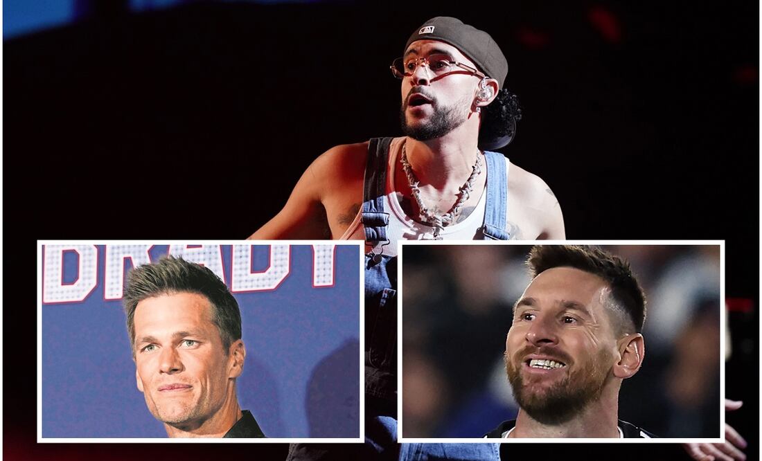 Bad Bunny, Tom Brady y Leonel Messi / FOTO: AP y AFP