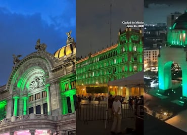 Monumentos en Ciudad de México se iluminaron conmemorando que falta un año para el Mundial 2026