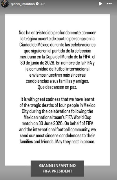 Mensaje de Gianni Infantino - Foto: @gianni_infantino en Instagram