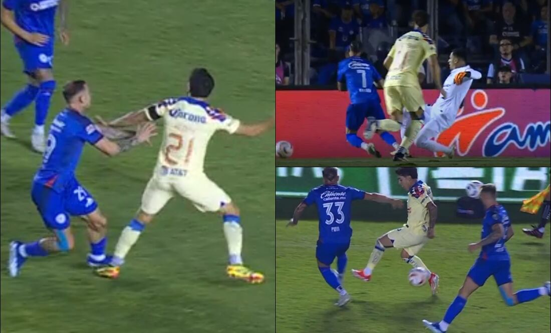 Tras jugadas polémicas dieron forma al juego de Ida de la Final entre Cruz Azul y América. FOTO: Capturas